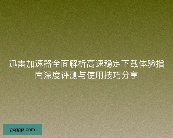 迅雷加速器全面解析高速稳定下载体验指南深度评测与使用技巧分享